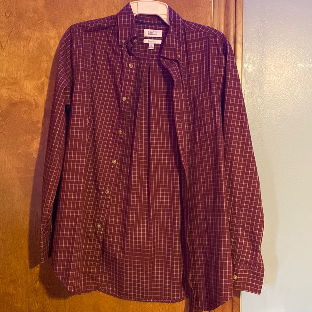 Mens dress shirt croft & barrow brick red color